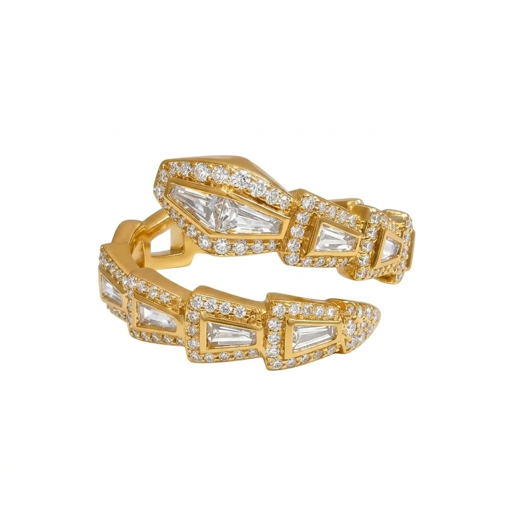Serpenti Viper Baguette and Pavé Ring