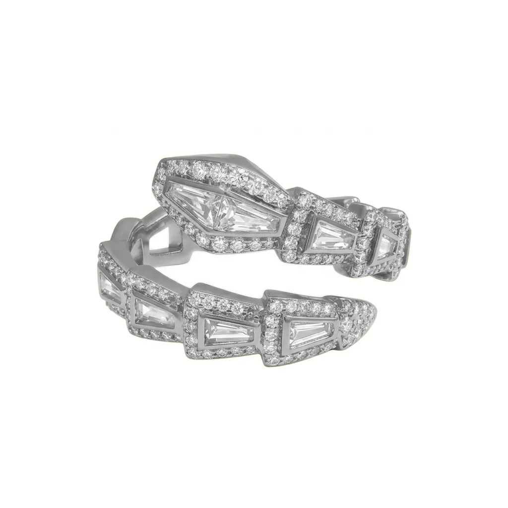Serpenti Viper Baguette and Pavé Ring