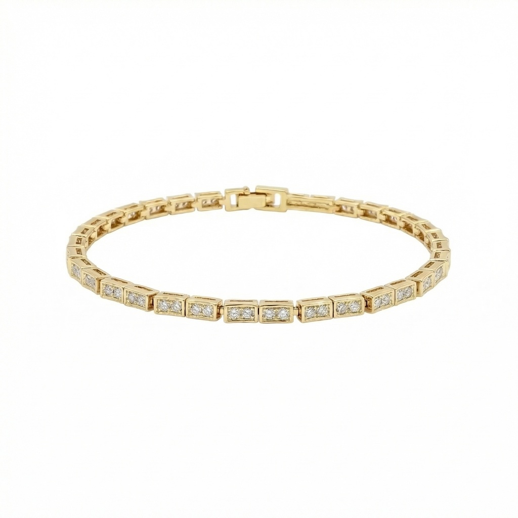 Dainty Pave-Set Bar Link Bracelet