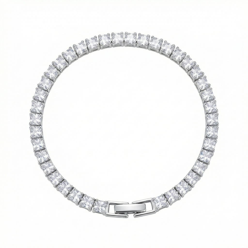 Square-Cut Zirconia Tennis Bracelet