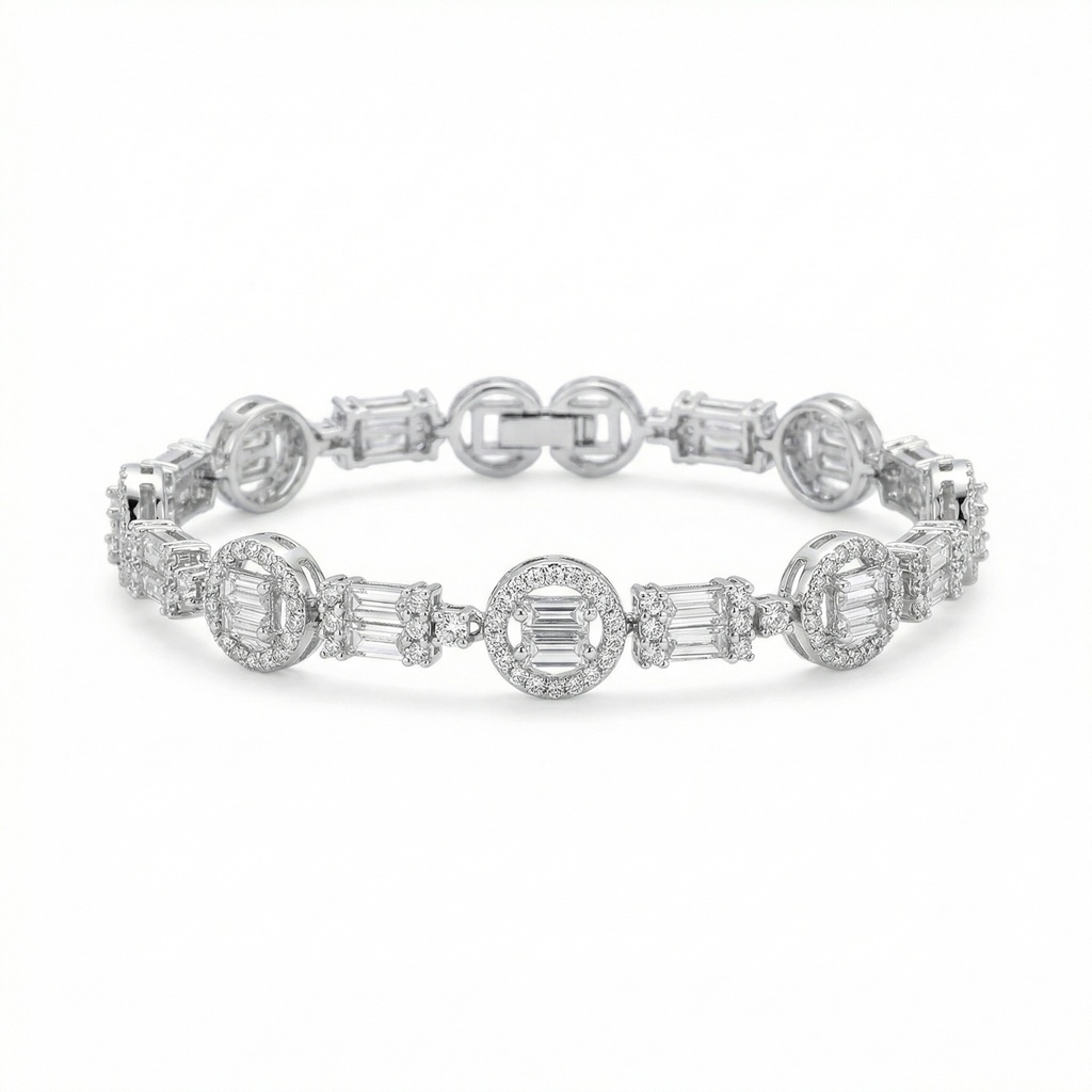 Eternal Baguette Halo Silver Bracelet