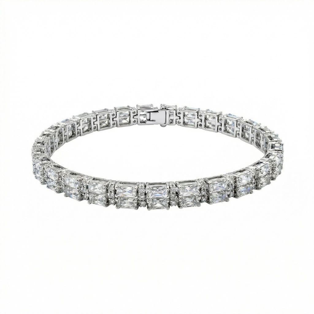Double Row Baguette Tennis Bracelet
