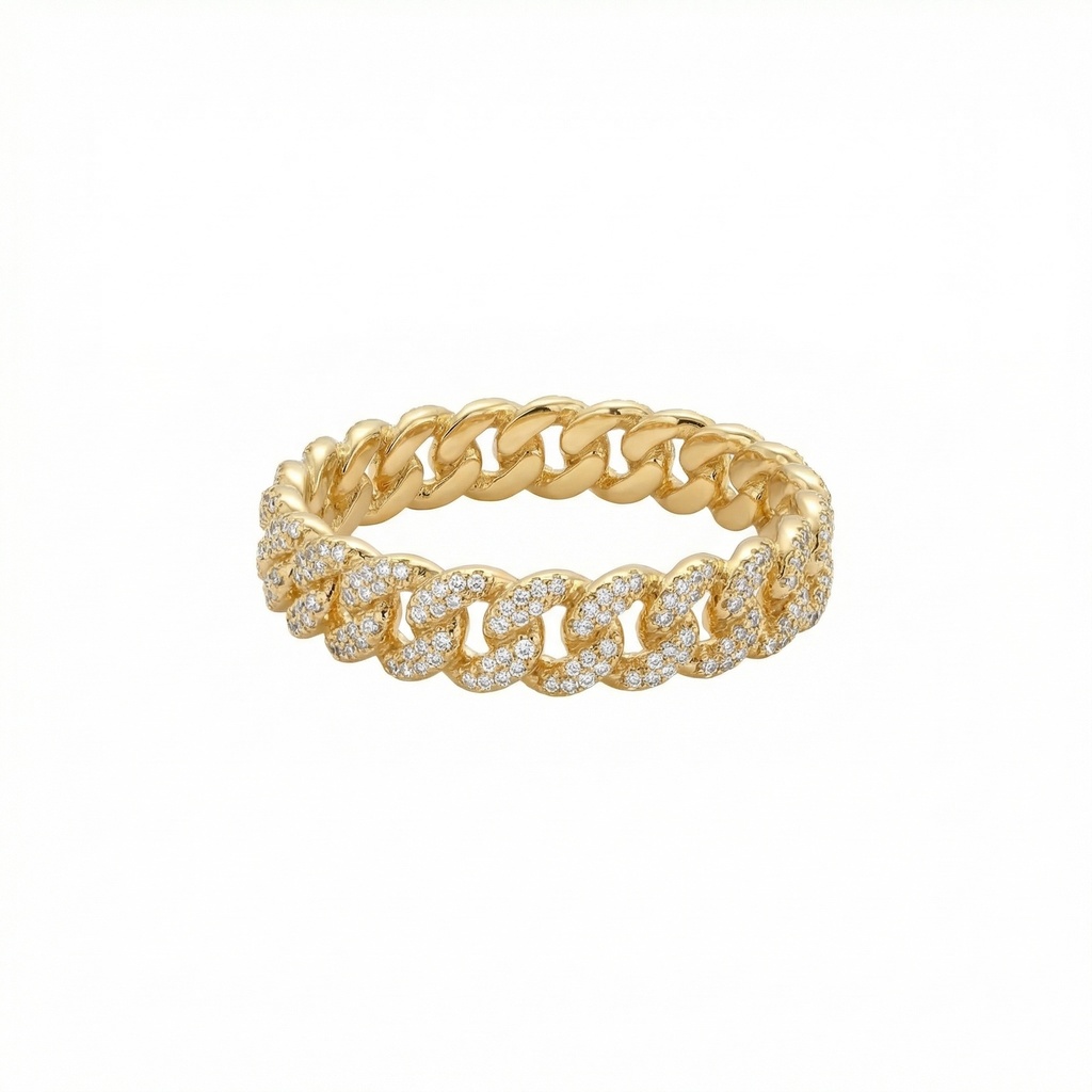 Pave Set Curb Chain Bracelet  (Gold)