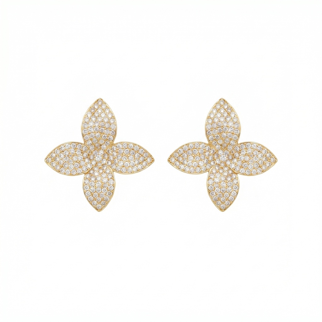 Giardini Flower Diamond Stud Earrings