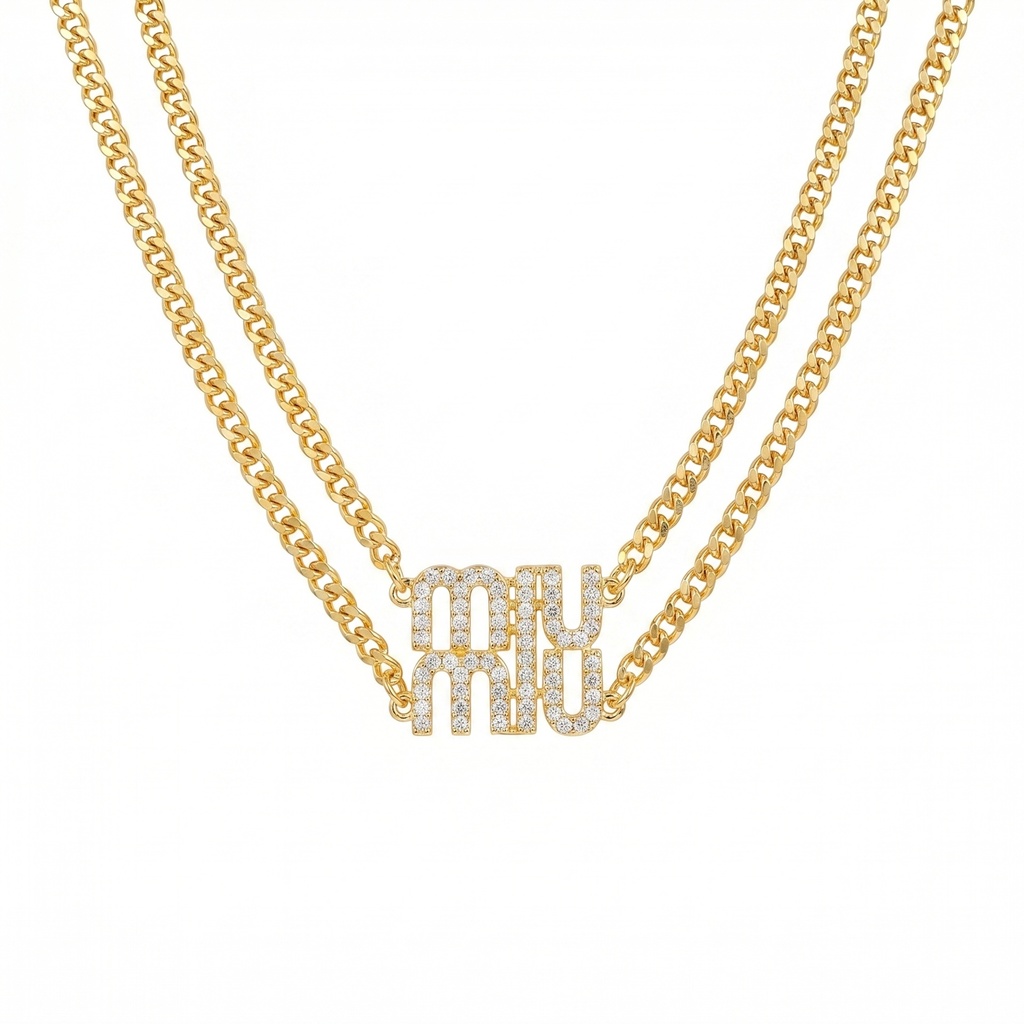Miu Miu Pavé Double Necklace