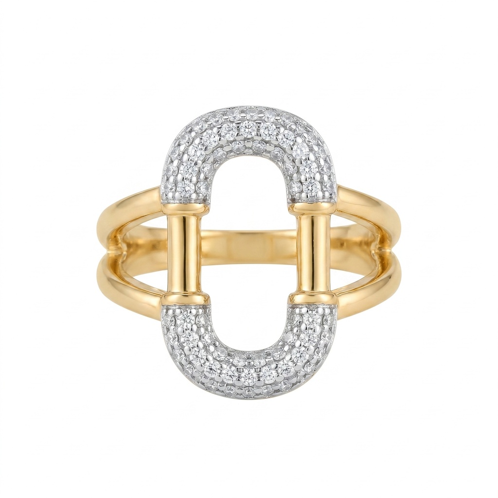 Two-Tone Oval Link Diamond Ring