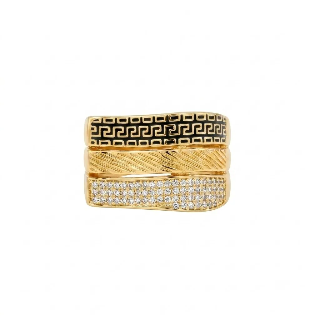 Versace Greek Key Triple Band Ring