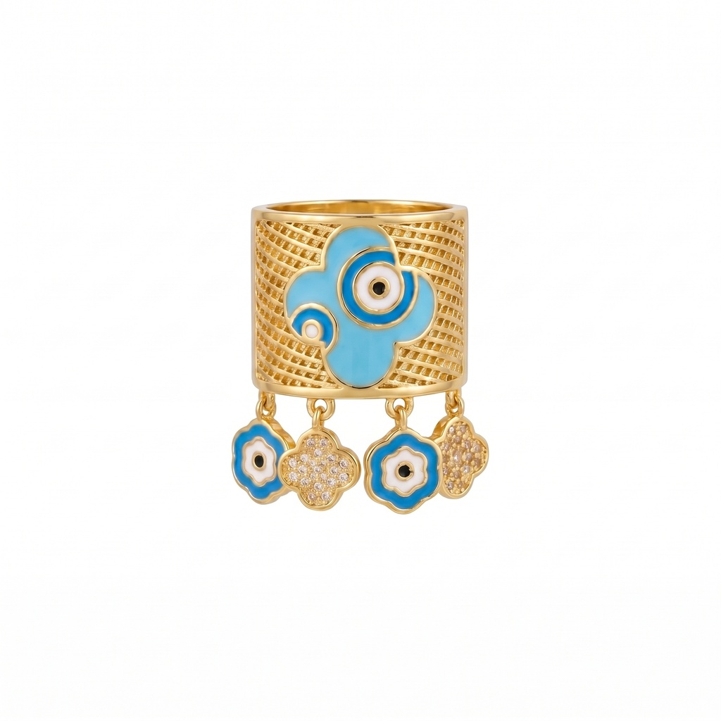 Eye & Clover Charms Ring