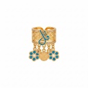 Blue Floral Charm Ring