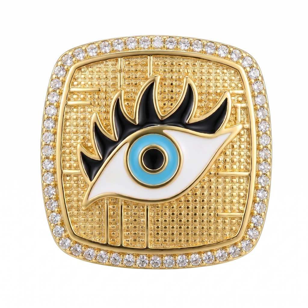 Evil Eye Enamel Gold Ring