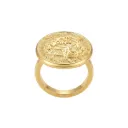 Engraved Arabic Calligraphy Gold Coin Ring