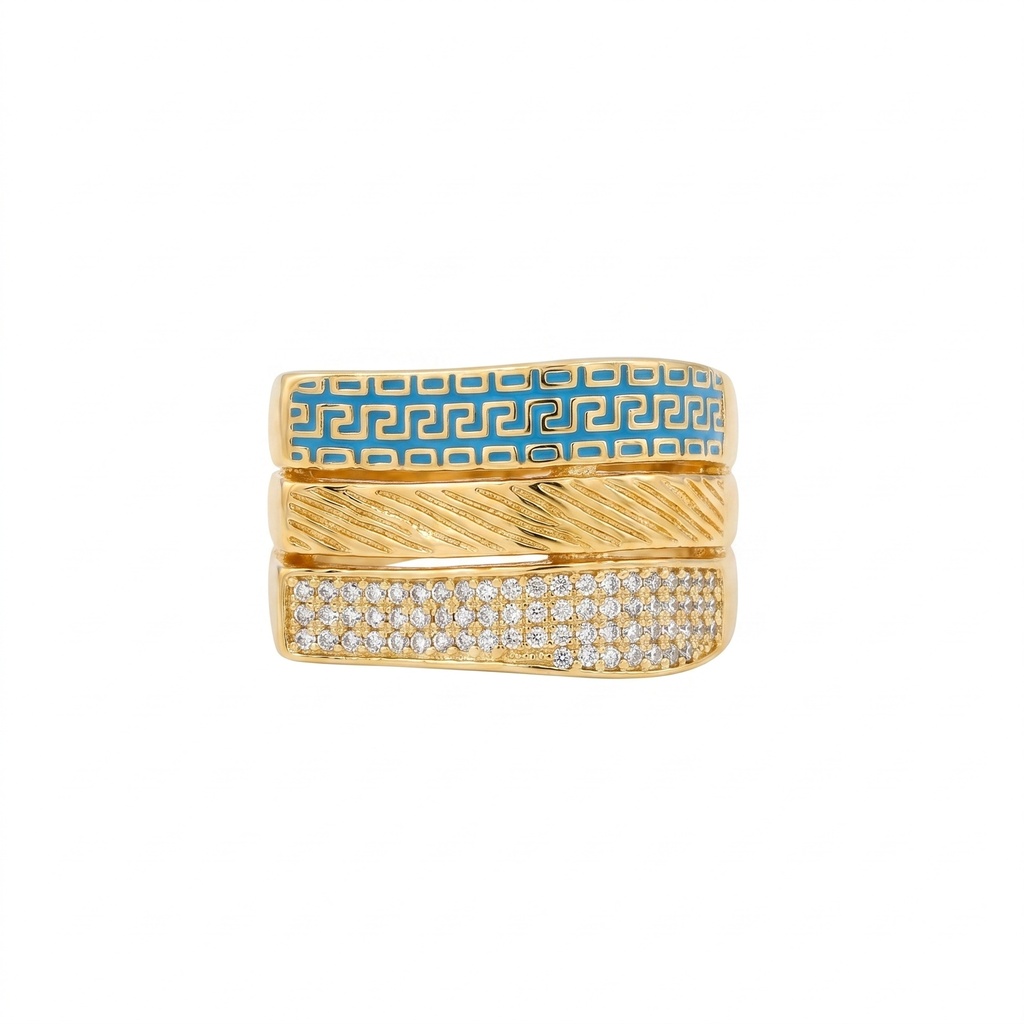 Versace Greek Key Triple Band Ring