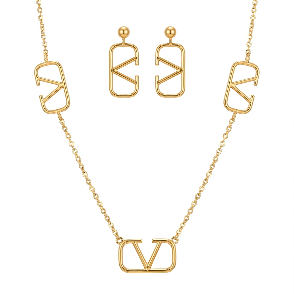 Valentino VLogo Necklace & Earrings Set