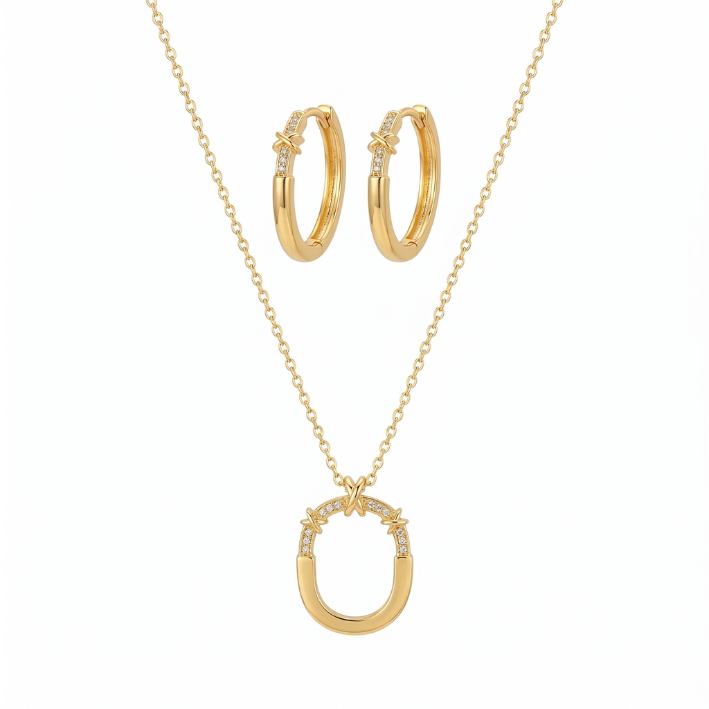 Aura Necklace With Earrings (Gold)