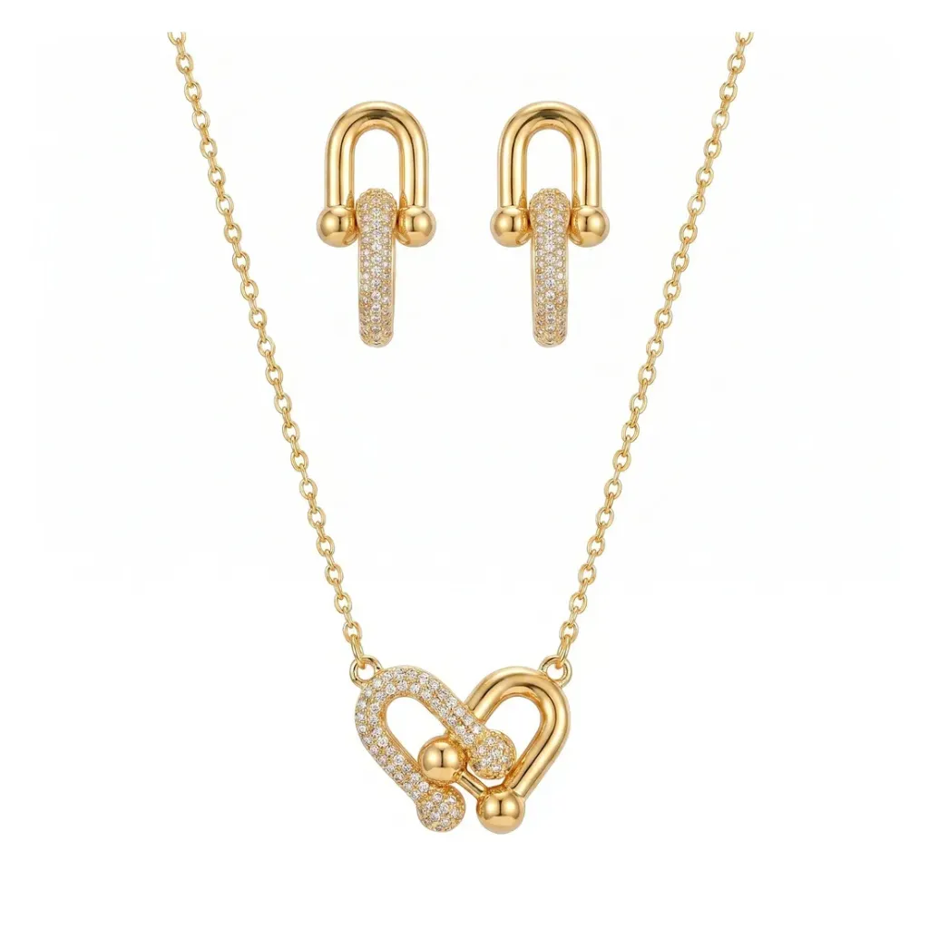 Tiffany HardWear Interlinked Half-Crystal Gold Set