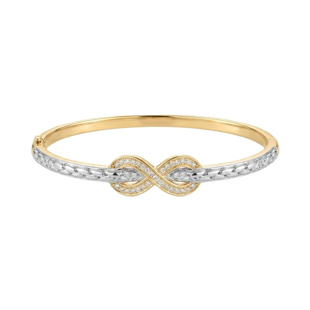 Infinity Bracelet with Crocodile Texture and Crystal