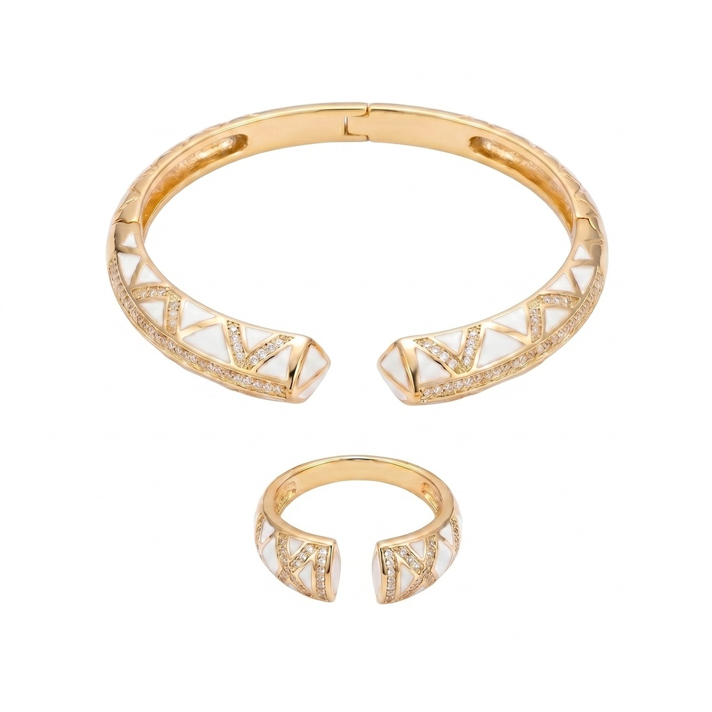 Echo Geometric Enamel Bracelet & Ring Set