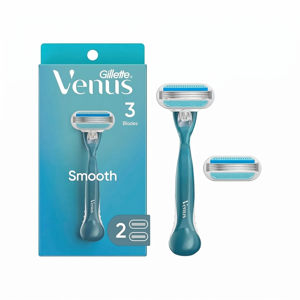 Gillette Venus Smooth Women's Razor Handle + 2 Blade Refill
