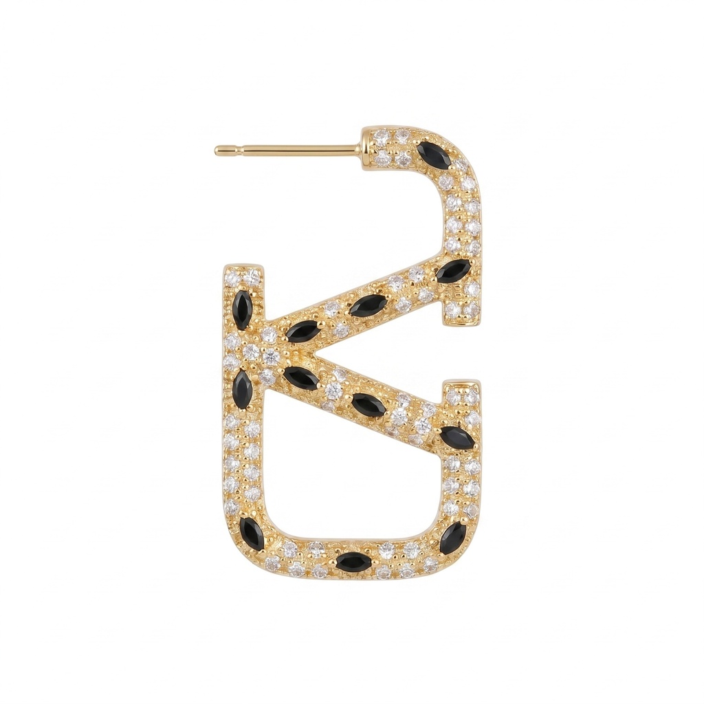 VLogo Black Diamond Pave Earring