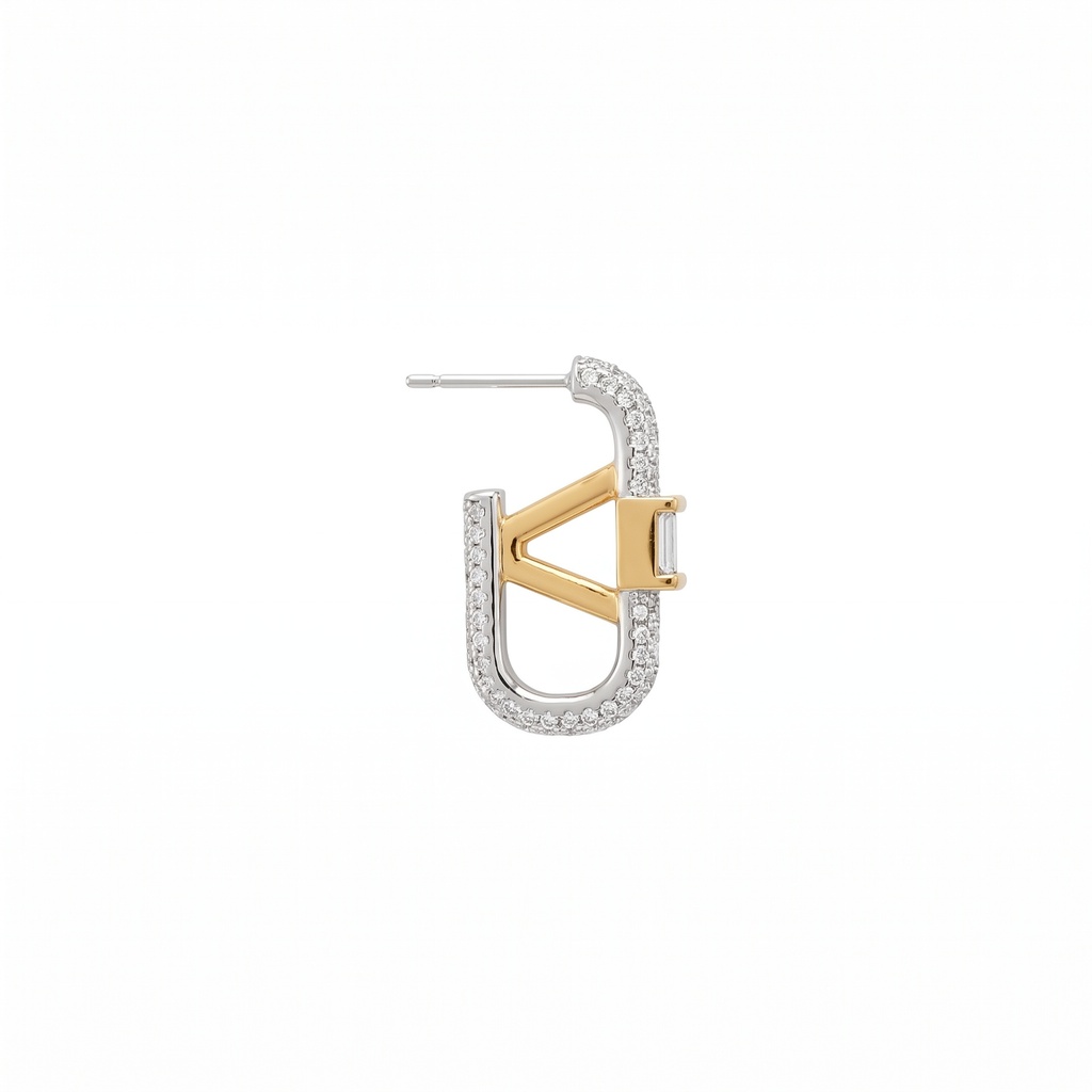 Interlinked Geometric VLogo Crystal Earring