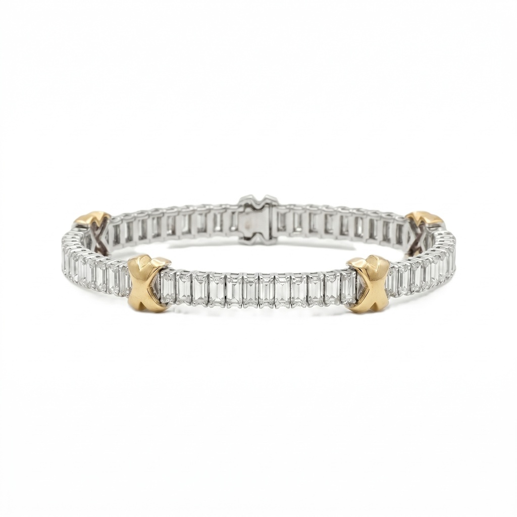 Sixteen Stone Interlinked Geometric Diamond Bracelet