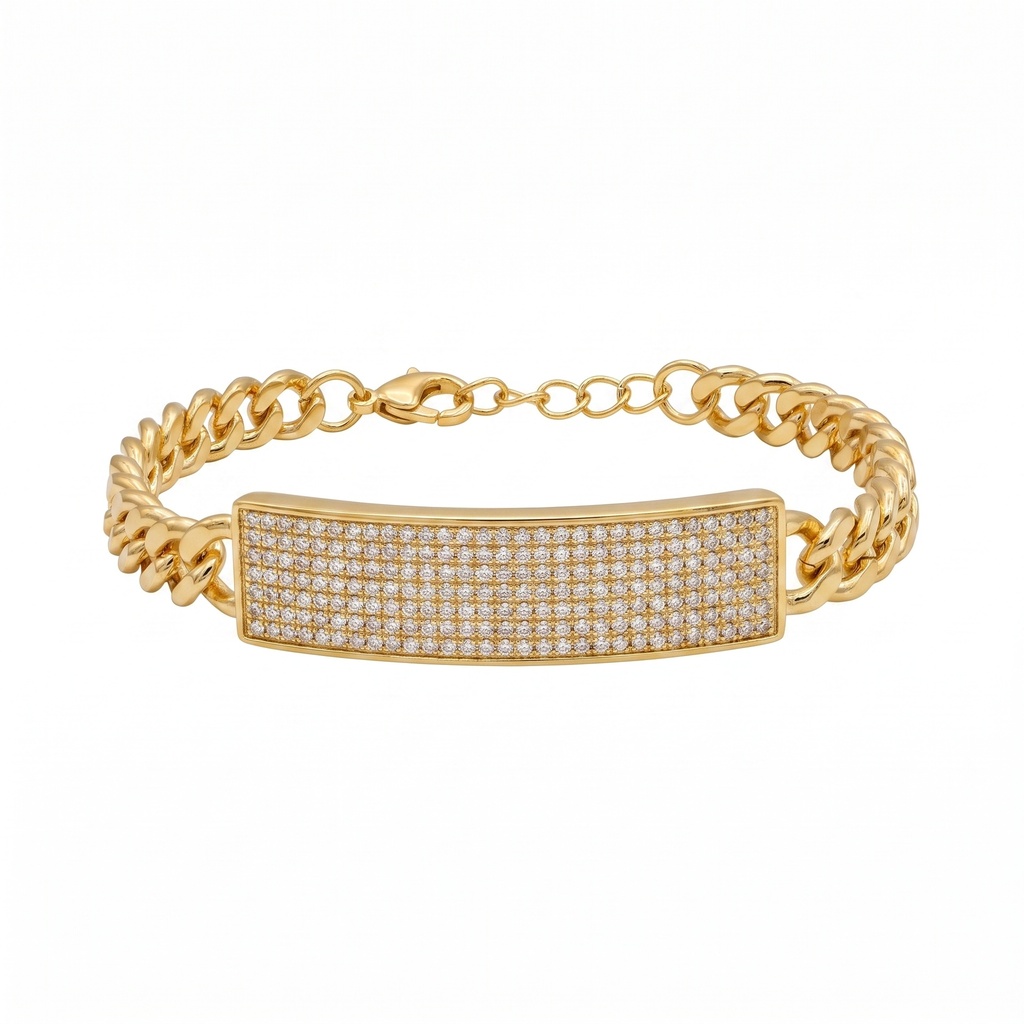 Pavé Monaco ID Chain Bracelet