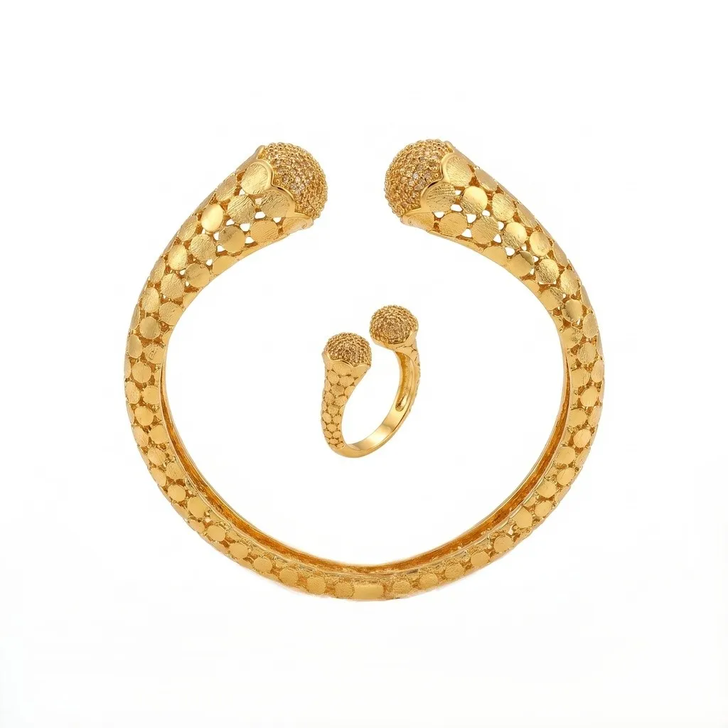 Interlocking Discs Wide Bracelet & Ring Set