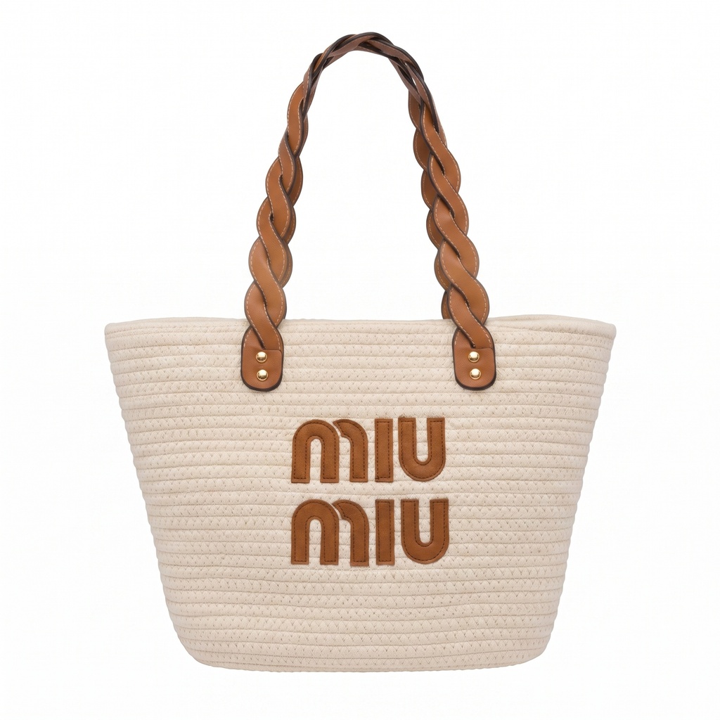 Miu Miu Panier Bag with a Touch of Luxurious Straw