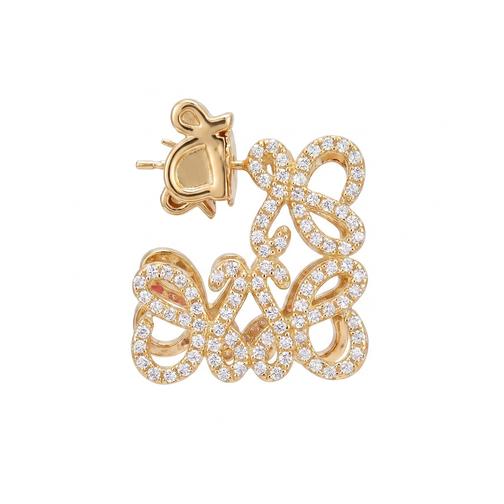 Loewe Pavé Anagram Stud Earrings (Gold)