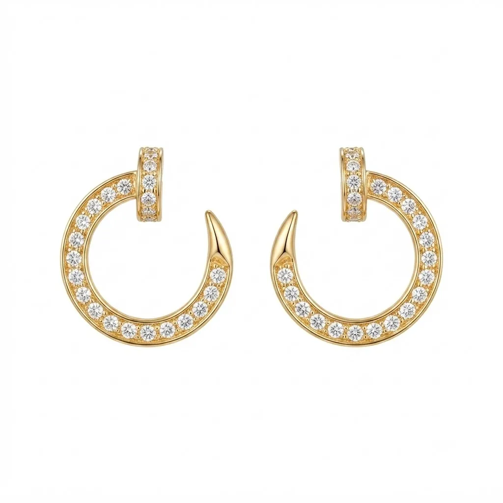 Diamond Nail Hoop Earrings