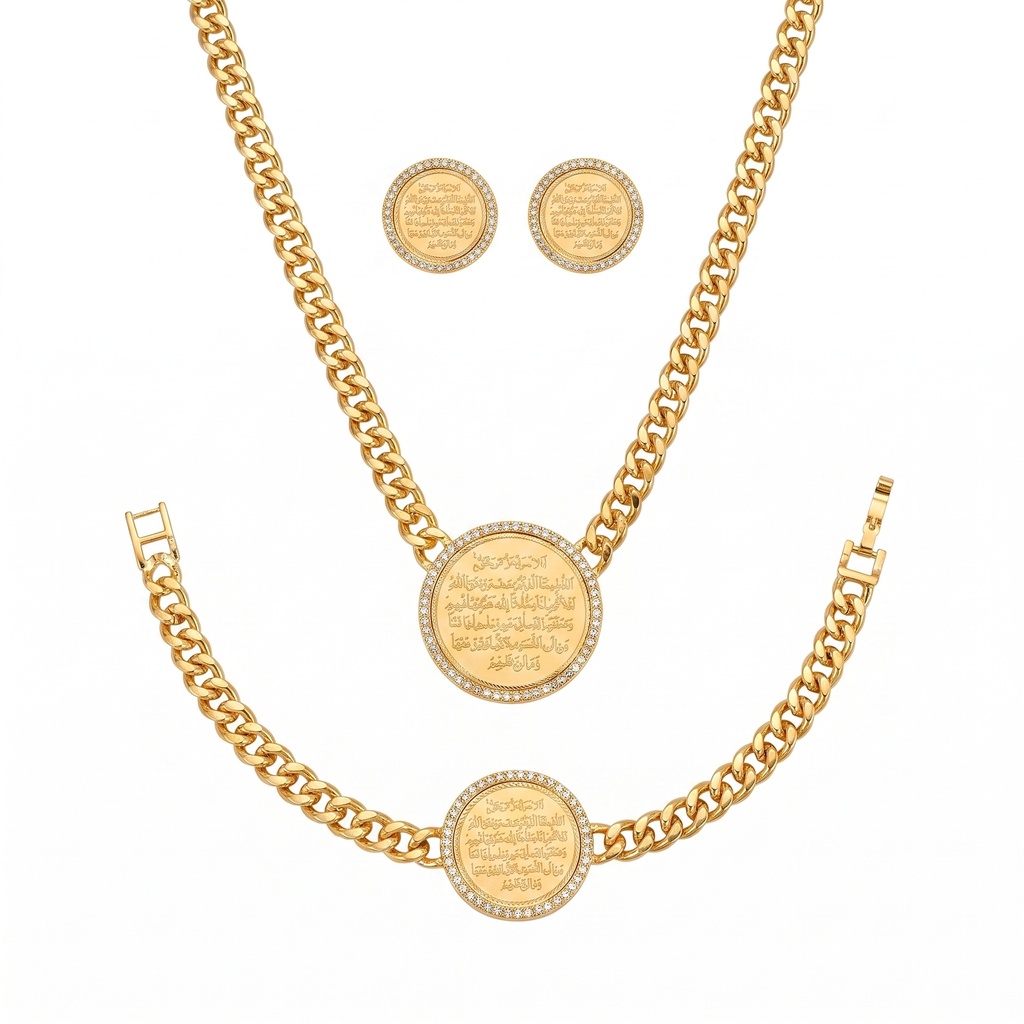 Pavé Ayatul Kursi Medallion Jewelry Set