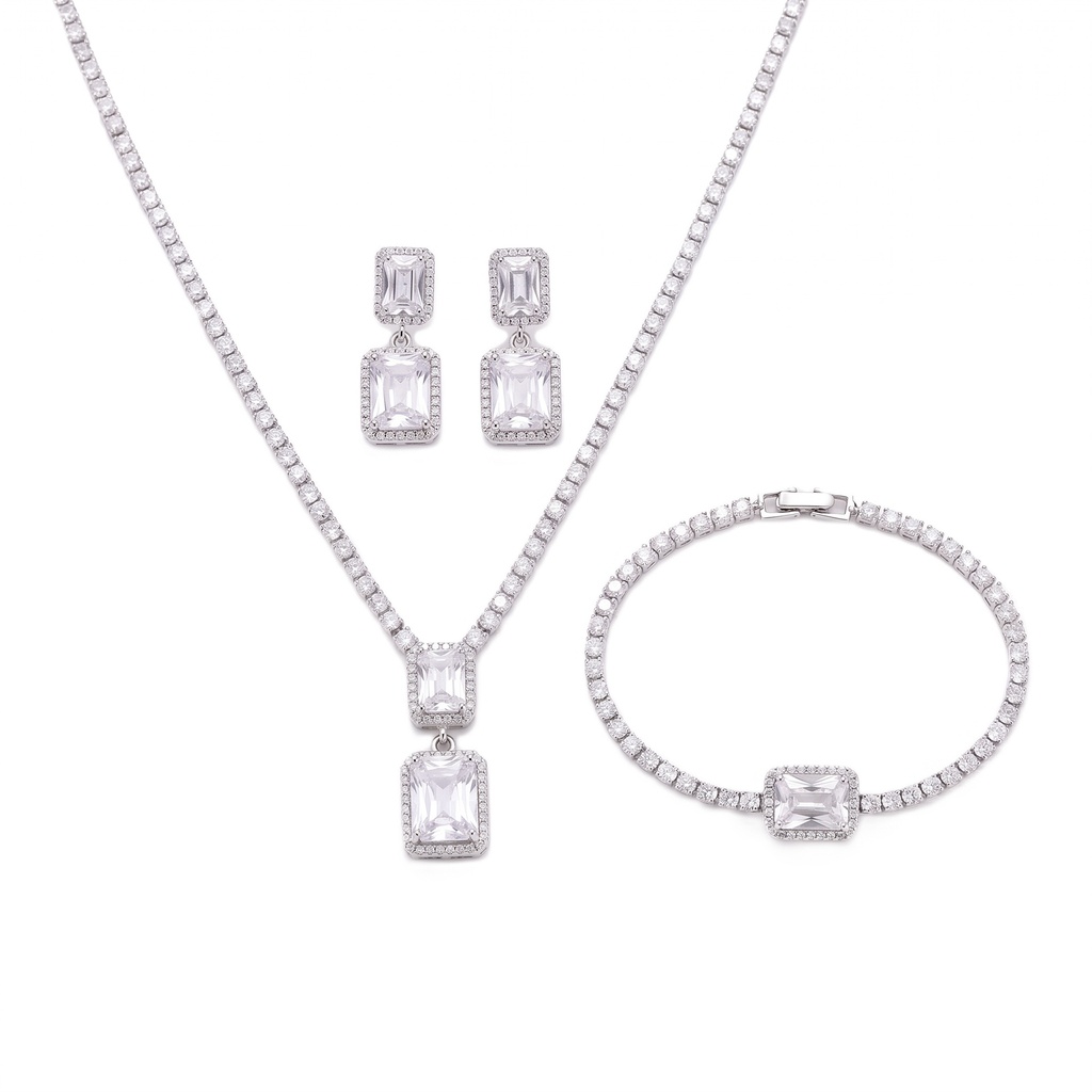 Eternal Emerald Cut Elegance Jewelry Set