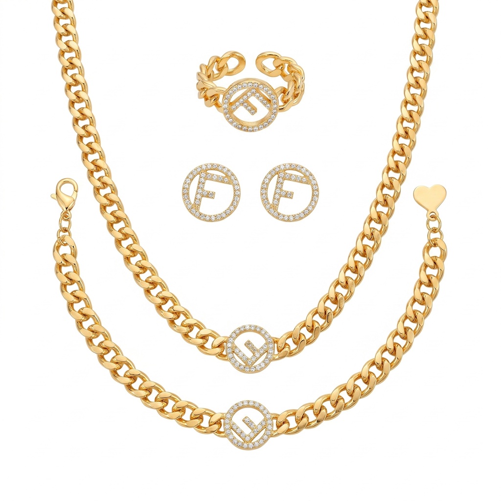 Iconic Fendi Logo Jewelry Set
