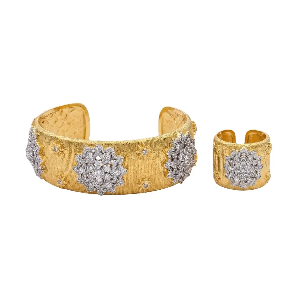 Brushed Gold Opera Stellar Blossom Bracelet & Ring Set