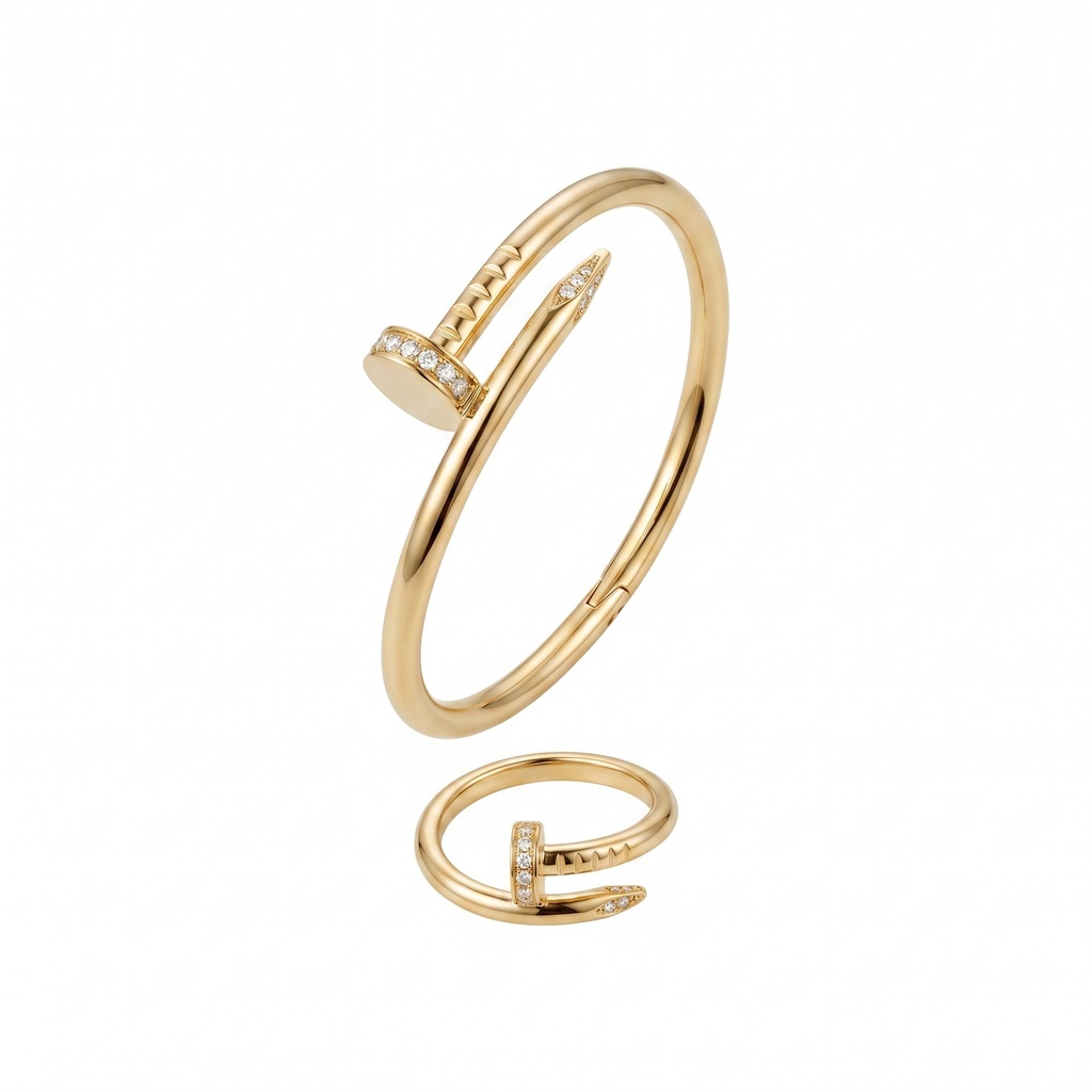 Cartier Juste un Clou Inspired Classic Bracelet & Ring Set