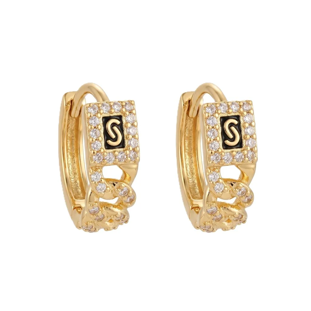 Monaco Chain S-Signature Hoop Earrings
