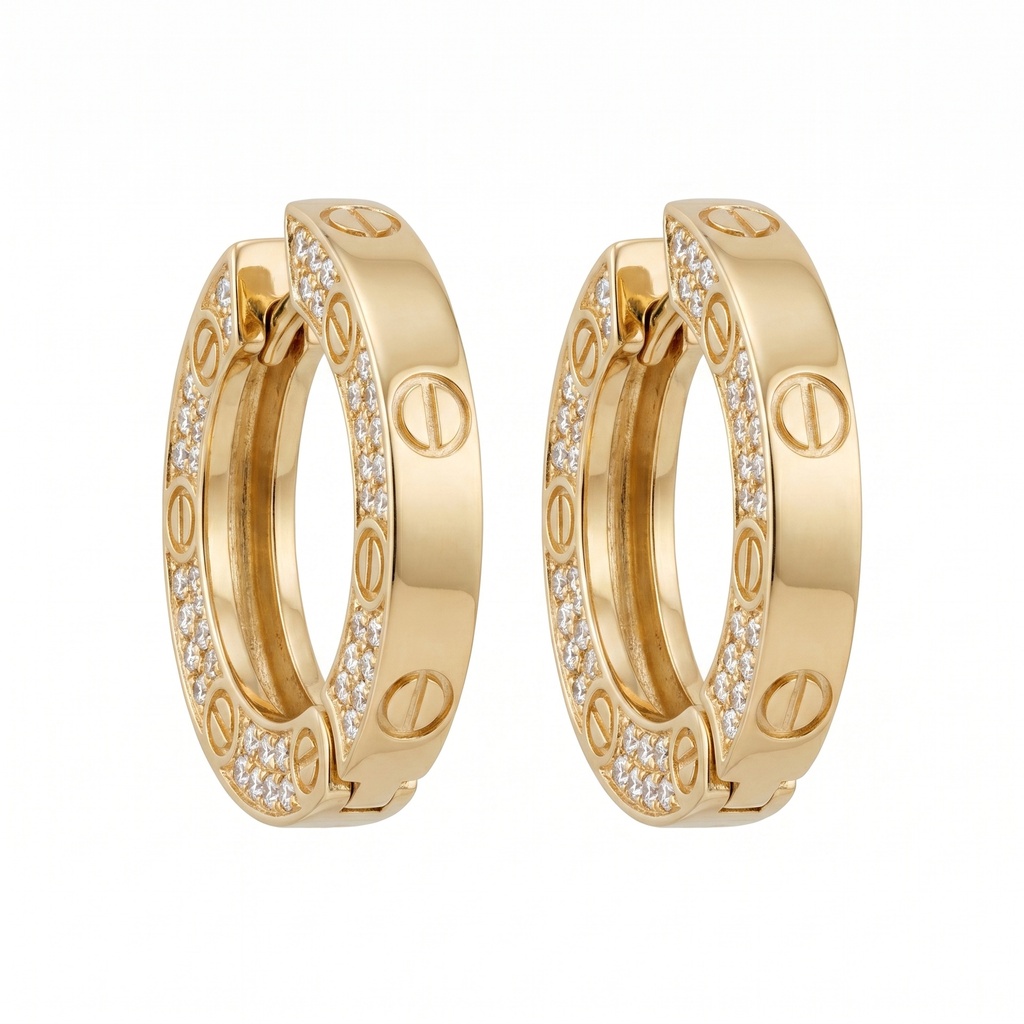 Cartier Love Pavé Hoop Earrings