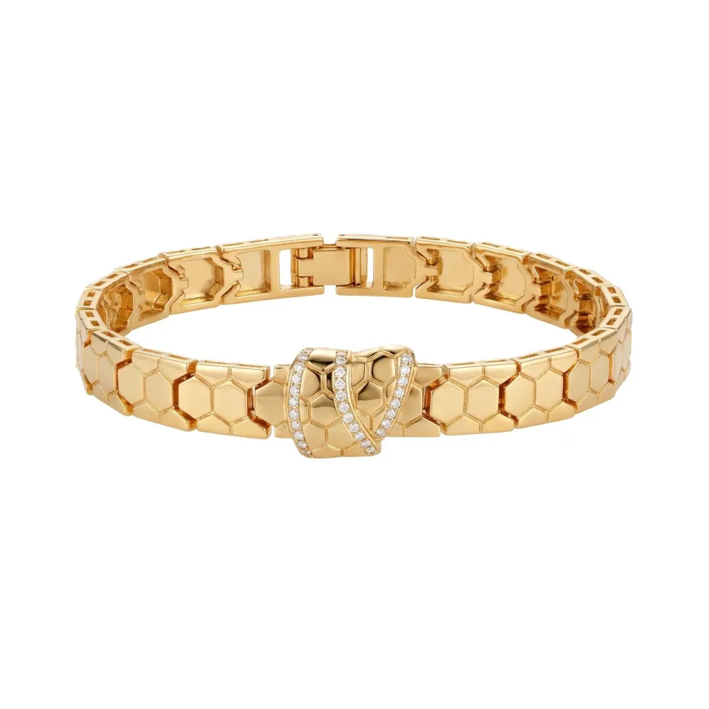 Gold Honeycomb Wave Knot Bracelet