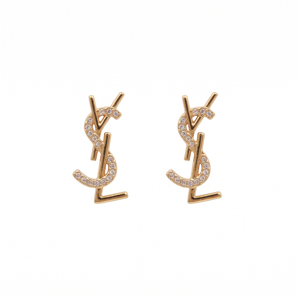 YSL Logo Pavé Diamond Earrings