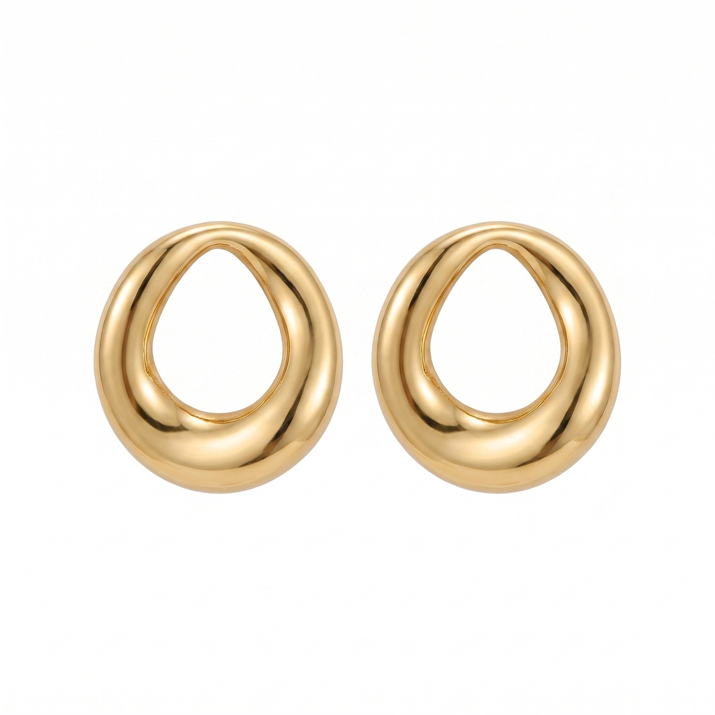 Chunky Organic Teardrop Hoop Earrings