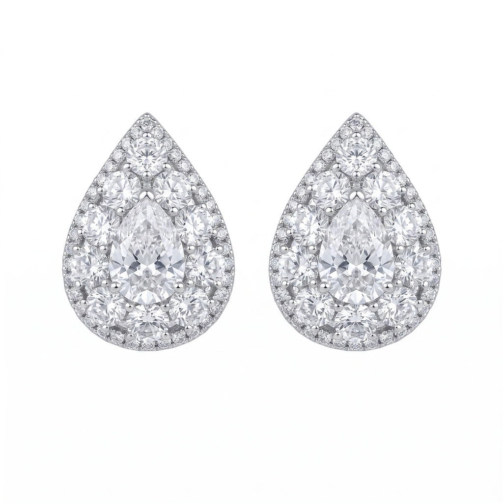 Radiant Halo Pear Earrings