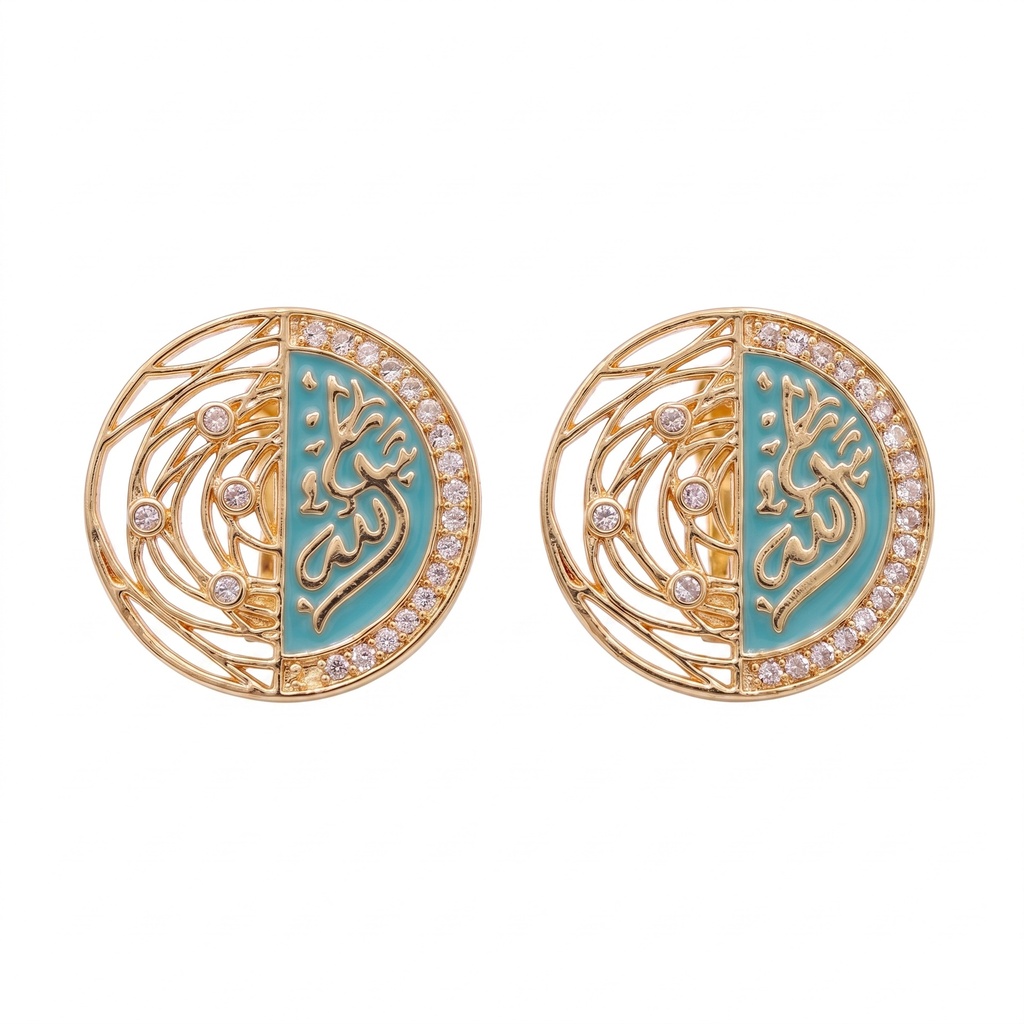 Heritage Script Openwork Turquoise Enamel Earrings