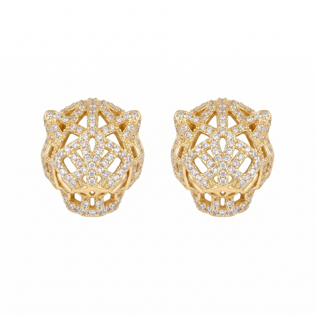 Cartier Panthère Inspired Pavé Openwork Earrings