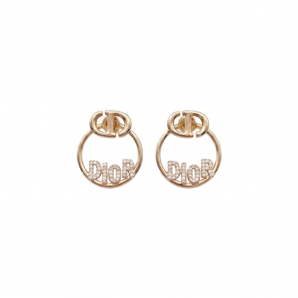 Dior Monogram Circular Diamond Earrings