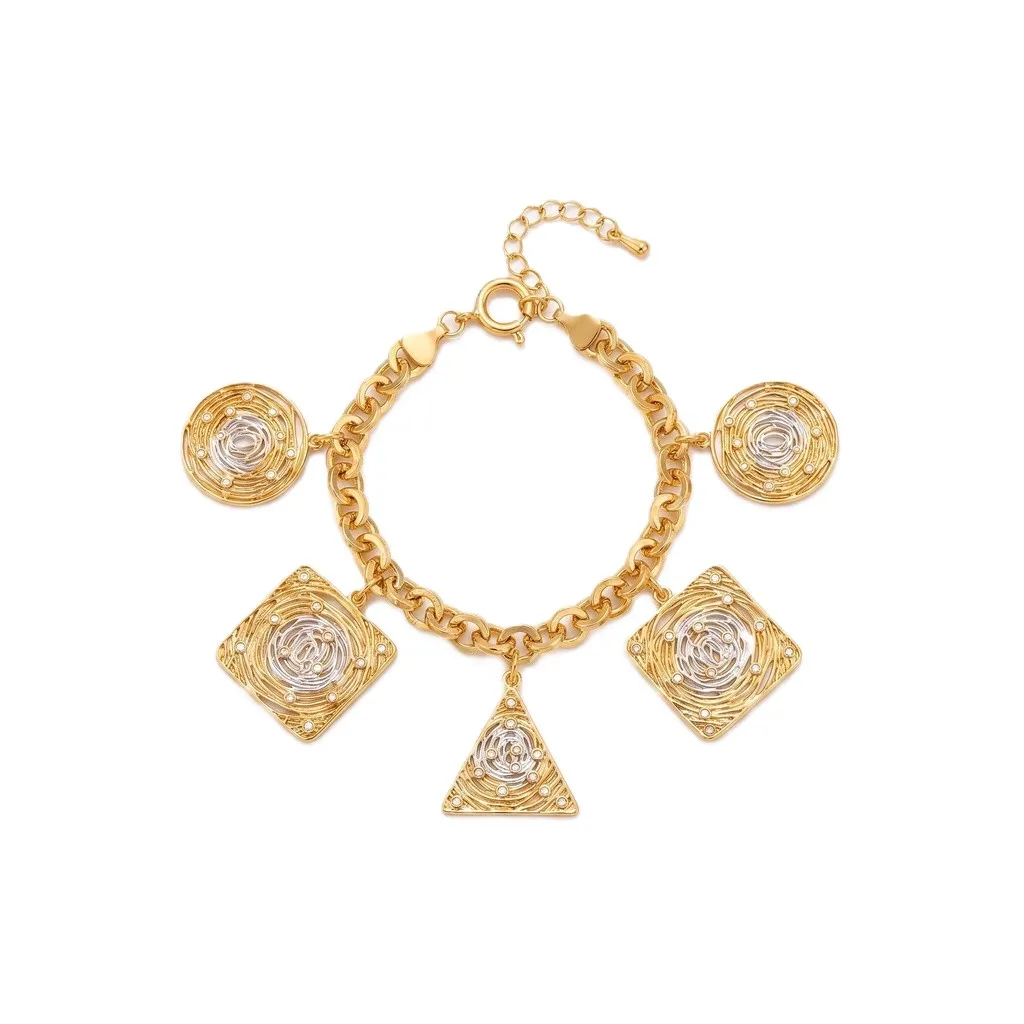 Shimmering Textured Motifs Bracele