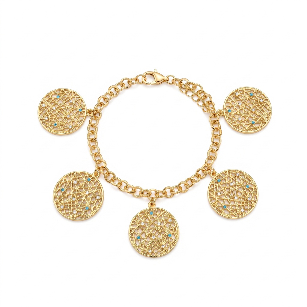 Lattice Charm Blue & White Gemstone Bracelet