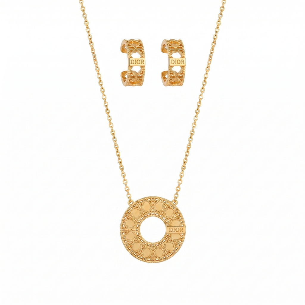 Cannage Dior Necklace , Earrings & Bracelet Set