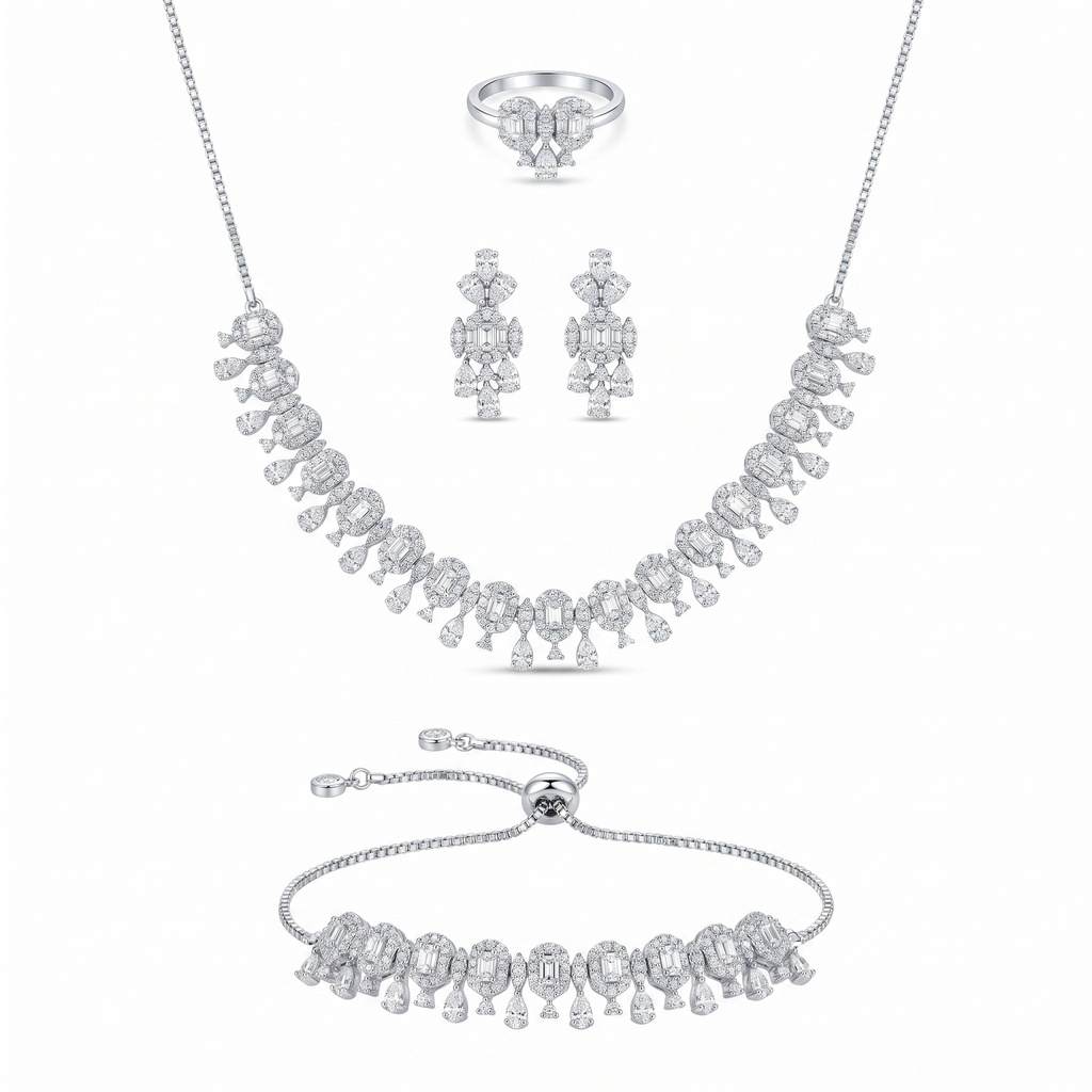 Diamond Bow Jewelry Set