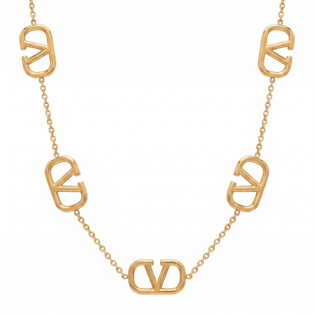 Valentino VLogo 7-Station Gold Necklace