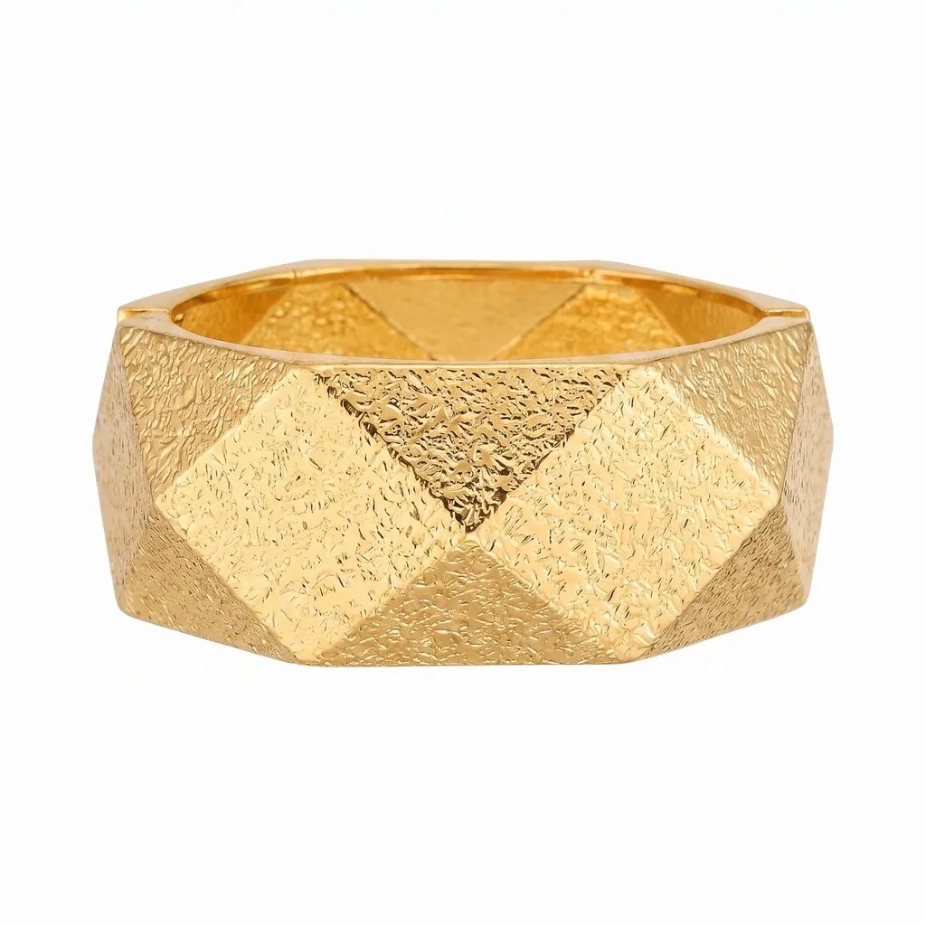 Gold Faceted Textured Bangle